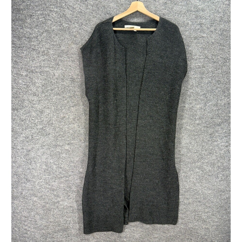 Studio M Cardigan Women XL Gray Wool Knit Open Front Short Sleeve Casual Solid